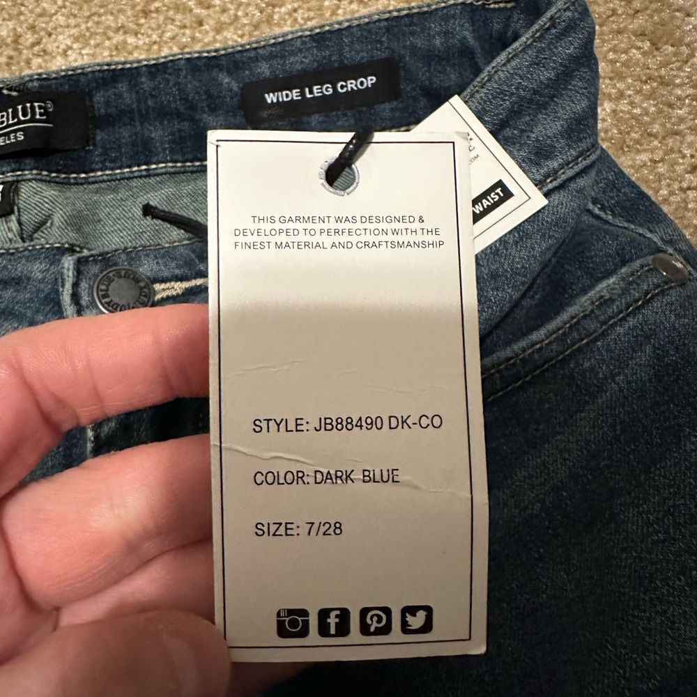 NWT Judy Blue High Waist Wide Leg Crop Jeans Dark Blue Size 7/28 - Picture 11 of 14
